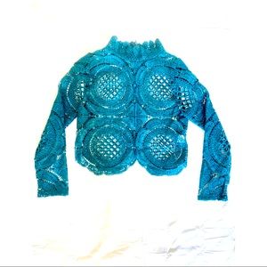 Teal Green Laced Crochet Crop Top 💙